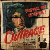 1g153 OUTRAGE 6sh 1950 directed by Ida Lupino, art of Mala Powers, who is a victim of attack!