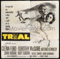 1g175 TRIAL 6sh 1955 lawyer Glenn Ford, Dorothy McGiure, racial prejudice, cool artwork!