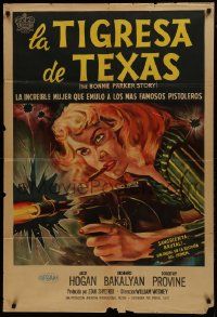 1g429 BONNIE PARKER STORY Argentinean 1958 art of the cigar-smoking hellcat of the roaring '30s!
