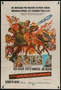 1g453 DARK OF THE SUN Argentinean 1968 great artwork of Rod Taylor charging with chainsaw!