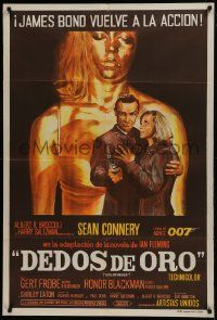 1g486 GOLDFINGER Argentinean 1964 Sean Connery as James Bond & Honor Blackman, gold Shirley Eaton!