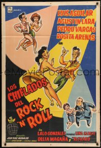 1g518 LOS CHIFLADOS DEL ROCK & ROLL Argentinean 1957 Luis Aguilar, wonderful musical artwork!