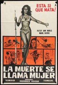 1g520 LOVE IS A WOMAN Argentinean 1966 Death is a Woman, art of sexy Patsy Anne Noble w/spear gun!