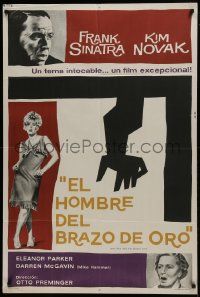 1g523 MAN WITH THE GOLDEN ARM Argentinean R1960s Frank Sinatra, sexy Kim Novak, Otto Preminger