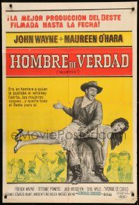 1g529 McLINTOCK Argentinean 1963 best image of John Wayne giving Maureen O'Hara a spanking!