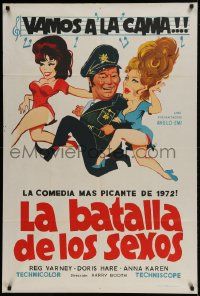 1g535 MUTINY ON THE BUSES Argentinean 1972 Hammer, wacky art of Reg Varney with two sexy ladies!