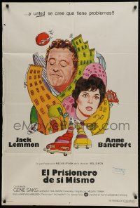 1g561 PRISONER OF SECOND AVENUE Argentinean 1975 wacky art of Jack Lemmon & Anne Bancroft!
