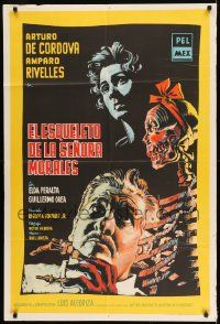 1g587 SKELETON OF MRS MORALES Argentinean 1960 art of Arturo de Cordova, Rivelles & skeleton!
