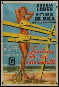 1g612 TOO BAD SHE'S BAD Argentinean 1954 Sophia Loren in bikini seems naked behind broken fence!