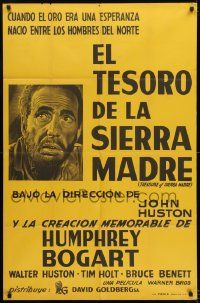 1g613 TREASURE OF THE SIERRA MADRE Argentinean R1950 cool different art of Humphrey Bogart, classic!