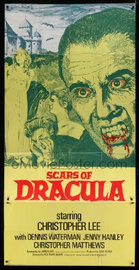 1g040 SCARS OF DRACULA English 3sh 1970 c/u art of bloody vampire Christopher Lee, Hammer horror!