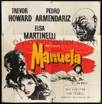 1g029 MANUELA English 6sh 1957 art of Trevor Howard, Pedro Armendariz & Elsa Martinelli!