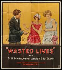 1g031 WASTED LIVES English 6sh 1926 stone litho of Cullen Landis, who lives tomboy Edith Roberts!