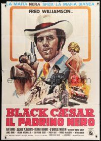 1g202 BLACK CAESAR Italian 1p 1974 cool different art of Fred Williamson with gun, rare!