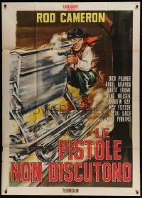 1g211 BULLETS DON'T ARGUE Italian 1p 1964 Colizzi art of Rod Cameron on railroad with smoking gun!