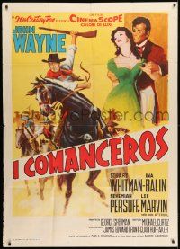 1g221 COMANCHEROS Italian 1p 1961 different art of John Wayne on horse, directed by Michael Curtiz!