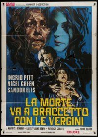 1g227 COUNTESS DRACULA Italian 1p 1972 Hammer, different Avelli art of sexy vampiress Ingrid Pitt!