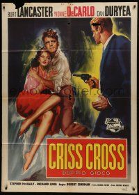 1g230 CRISS CROSS Italian 1p 1948 art of Burt Lancaster, Yvonne De Carlo & Duryea, ultra rare!