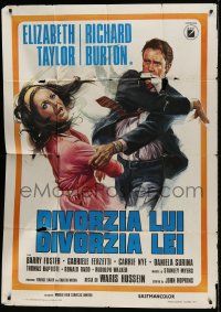 1g241 DIVORCE HIS DIVORCE HERS Italian 1p 1973 different art of Richard Burton slapping Liz Taylor!