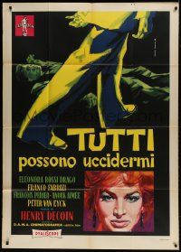 1g249 EVERYBODY WANTS TO KILL ME Italian 1p 1957 different Fratini art of Eleonora Rossi Drago!