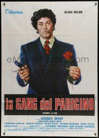 1g258 GANG Italian 1p 1977 Jacques Deray, Ciriello art of smoking Alain Delon holding gun & rose!