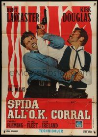 1g264 GUNFIGHT AT THE O.K. CORRAL Italian 1p R1964 Burt Lancaster & Kirk Douglas, different!