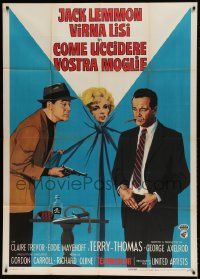 1g275 HOW TO MURDER YOUR WIFE Italian 1p 1965 art of sexy Virna Lisi between two Jack Lemmons!