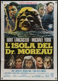1g279 ISLAND OF DR. MOREAU Italian 1p 1977 mad scientist Burt Lancaster, different Sciotti art!