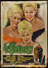 1g294 LE SVEDESI Italian 1p 1960 artwork of three Swedish blondes by Averardo Ciriello, rare!