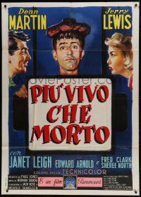 1g296 LIVING IT UP Italian 1p 1954 Nistri art of Jerry Lewis between Janet Leigh & Dean Martin!