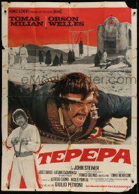 1g297 LONG LIVE THE REVOLUTION Italian 1p 1969 different image of Tomas Milian on ground!