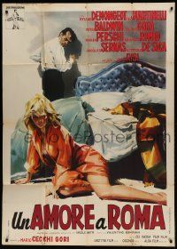 1g298 LOVE IN ROME Italian 1p 1960 DeSeta art of sexy Mylene Demongeot on floor by bed!