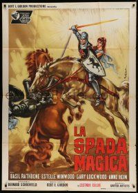 1g300 MAGIC SWORD Italian 1p 1961 Colizzi art of Gary Lockwood with the most incredible weapon!