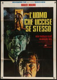 1g306 MAN WHO HAUNTED HIMSELF Italian 1p 1973 cool different Gasparri art of Roger Moore!