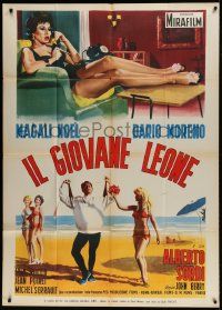 1g320 OH! QUE MAMBO Italian 1p 1958 Enzo Nsitri art of sexy Magali Noel + guy on beach with girls!