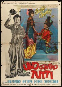 1g322 ONE AGAINST ALL Italian 1p 1962 wonderful different art of Charlie Chaplin as The Tramp!