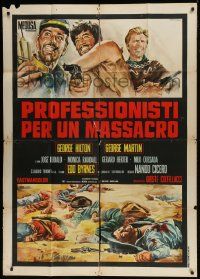 1g328 PROFESSIONALS FOR A MASSACRE Italian 1p 1967 Gasparri art of Hilton, Martin & Edd Byrnes!