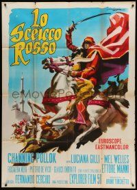 1g333 RED SHEIK Italian 1p 1962 cool art of Channing Pollock on horse by Enrico De Seta!