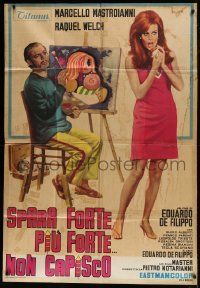 1g348 SHOOT LOUD, LOUDER I DON'T UNDERSTAND Italian 1p 1966 art of sexy Raquel Welch & Mastroianni!