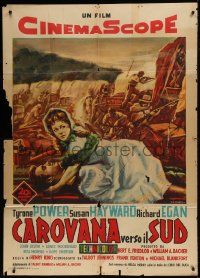 1g377 UNTAMED Italian 1p 1955 DeAmicis art of Tyrone Power & Susan Hayward in Africa with natives!