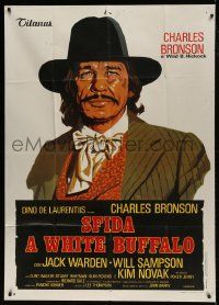 1g383 WHITE BUFFALO style B Italian 1p 1977 different art of Charles Bronson as Wild Bill Hickok!