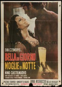 1g385 WIFE BY NIGHT Italian 1p 1971 Rodolfo Gasparri art of sexy naked Eva Czemerys & her lover!