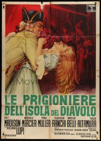 1g387 WOMEN OF DEVIL'S ISLAND Italian 1p 1962 art of Guy Madison & Michele Mercier by Capitani!