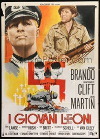 1g391 YOUNG LIONS Italian 1p R1977 different Spagnoli art of Nazi Marlon Brando & Dean Martin!