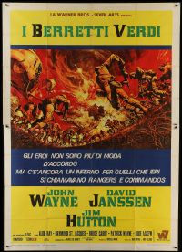 1g071 GREEN BERETS Italian 2p 1968 John Wayne, David Janssen, Jim Hutton, McCarthy Vietnam War art!