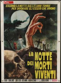1g088 NIGHT OF THE LIVING DEAD Italian 2p 1970 cool different Ciriello art of zombies in graveyard!