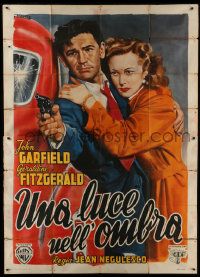 1g089 NOBODY LIVES FOREVER Italian 2p 1950 great Ciriello art of John Garfield w/gun & Fitzgerald!