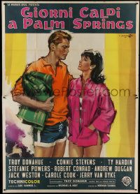 1g092 PALM SPRINGS WEEKEND Italian 2p 1964 great Cesselon art of Troy Donahue & Stefanie Powers!