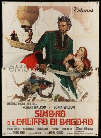 1g098 SINBAD & THE CALIPH OF BAGHDAD Italian 2p 1973 art of hero Robert Malcom & Sonia Wilson!