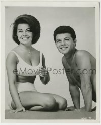 1h133 BEACH PARTY 8.25x10 still 1963 barechested Frankie Avalon & Annette Funicello in swimsuit!